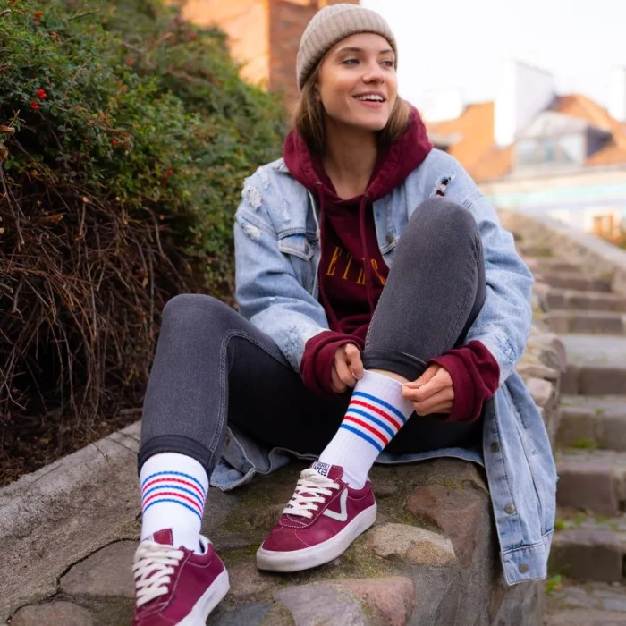 Skarpetki w Paski z Szerokim Ściągaczem dla Kobiety