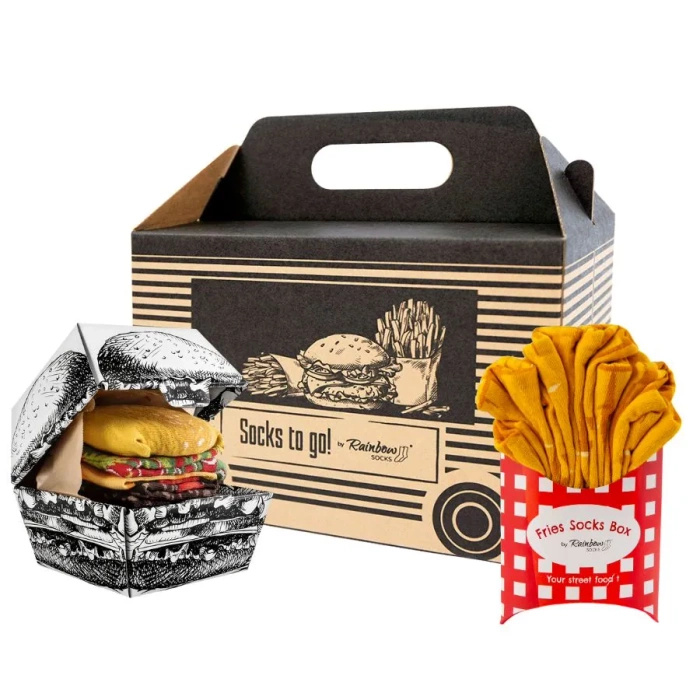 Skarpetki zestaw na wynos burger i frytki